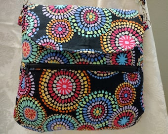 Black, Red, Purple, and Blue Kaffe Fassett Small Crossbody Bag