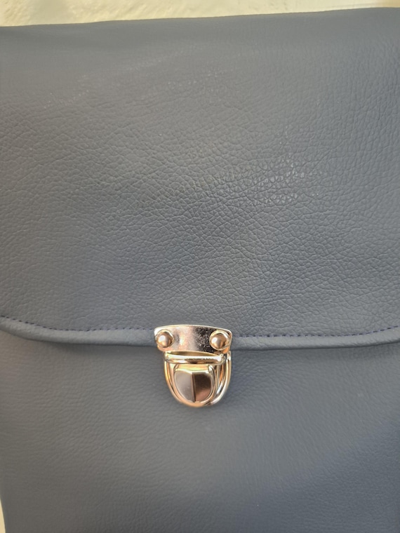 Navy Faux Leather Shoulder Bag