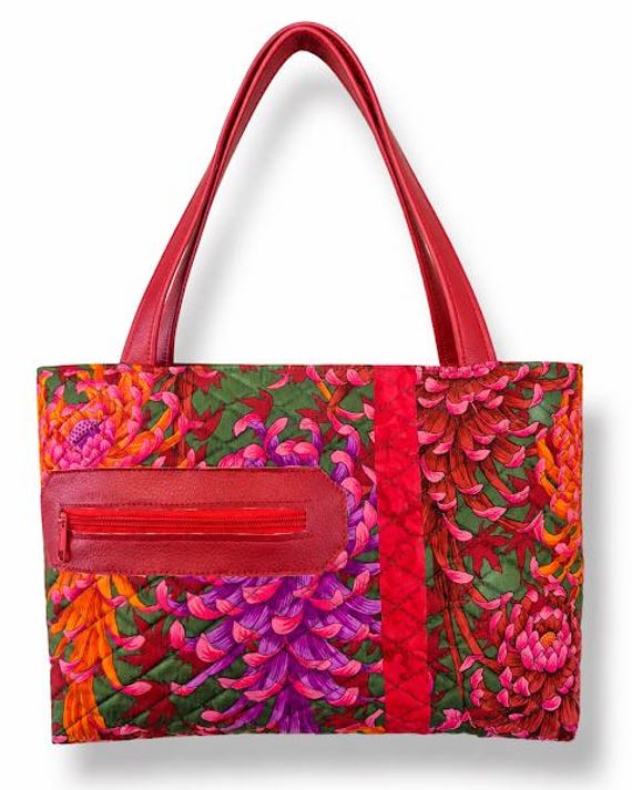 Green, Red Quilted Tote Style Bag Kaffe Fassett Fabric