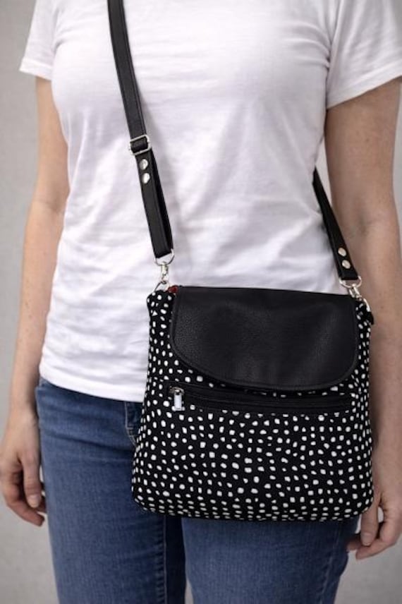 Black and White Medium Crossbody Bag