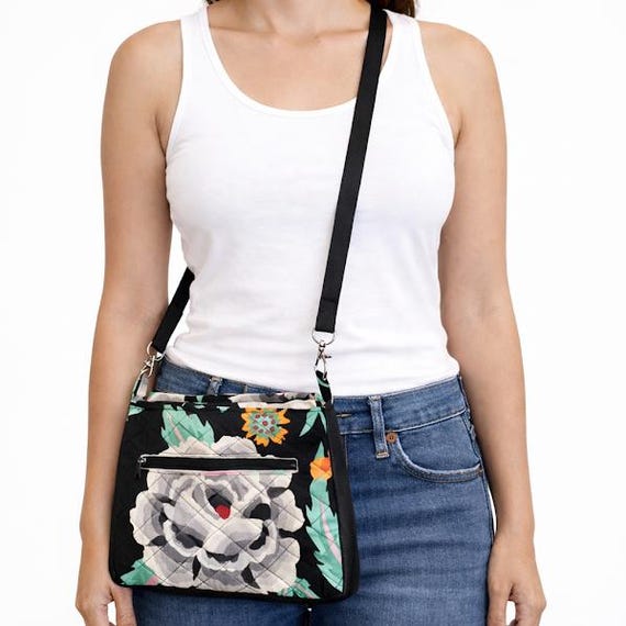 Kaffe Fassett Crossbody Bag:  Embroidered Shawl Fabric, Faux Leather