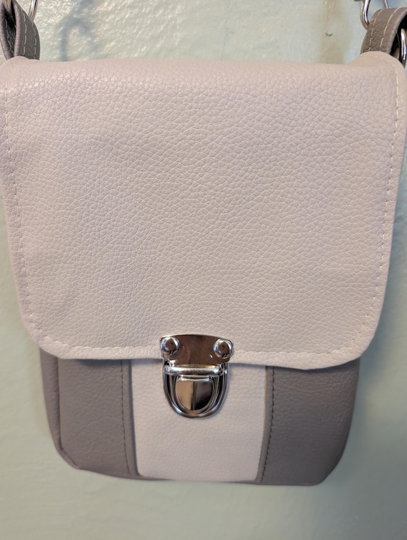 Cocoa and Taupe Faux Leather Small Crossbody Bag