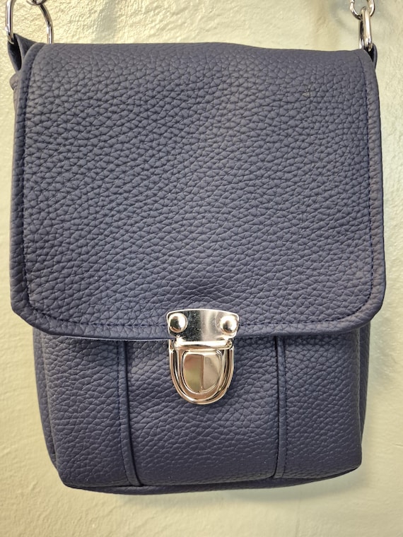 Navy Faux Leather Small Crossbody Bag