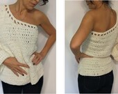 Women Sweater, Velvet Sweater, One Shoulder Sweater, Knit Sweater, Soft Sweater, Loose Knit Sweater, Boho Sweater, Off Shoulder Top, Crochet