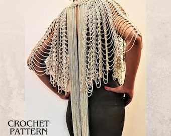 Lace Crochet Shrug Pattern, Summer Cardigan Cover Up, Crochet Wrap Shawl, Wedding Capelet, Beach Poncho PDF Pattern