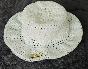 Sun Beach Crochet Bucket Hat Women with Brim