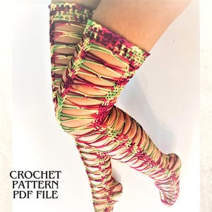 Thigh High Socks Crochet Pattern PDF – Over the Knee Leg Warmers, Plus Size Boot Socks, Crochet Stockings Tutorial, DIY Crochet Lingerie