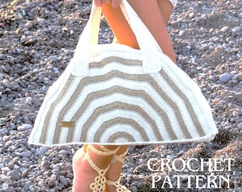 Crochet Bag Pattern – Tote Bag with Zipper, Crochet Purse Pattern, Y2K Bucket Bag, Yarn Handbag, Beach Bag, Great Grandma Gift
