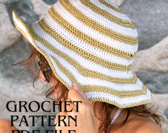 Crochet Hat Pattern PDF | Summer Sun Hat, Bucket Hat, Fedora & Beach Hat Pattern | Wide Brim Crochet Sun Hat | Crochet Patterns