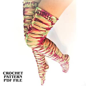 Thigh High Socks Crochet Pattern PDF – Over the Knee Stockings, Leg Warmers, Sexy Festival DIY Boot Socks Tutorial, Crochet Lingerie