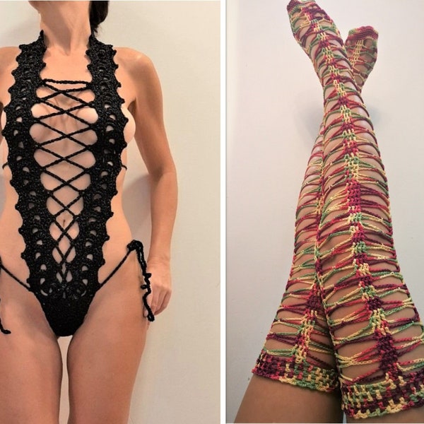 Häkelanleitung Dessous, Strümpfe häkeln, Dessous Bodysuit, PDF-Datei