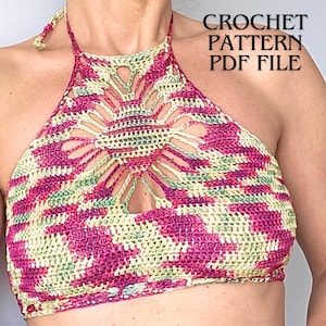 Crochet Halter Top Pattern PDF, Crop Top, Bralette, Boho Bikini DIY