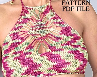 Crochet Halter Top Pattern PDF, Crop Top, Bralette, Boho Bikini DIY
