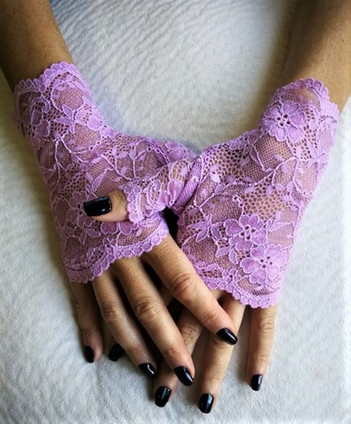 Purple Lace Gloves Pastel Gloves Fingerless Gloves Erotic Etsy
