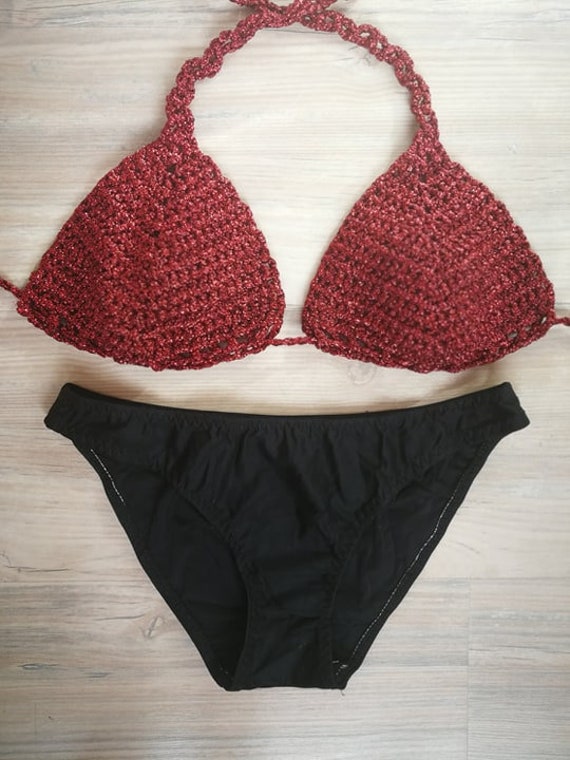 Sexy Roter Bikini Hakeln Bademode Festival Bikini Zuruck Etsy