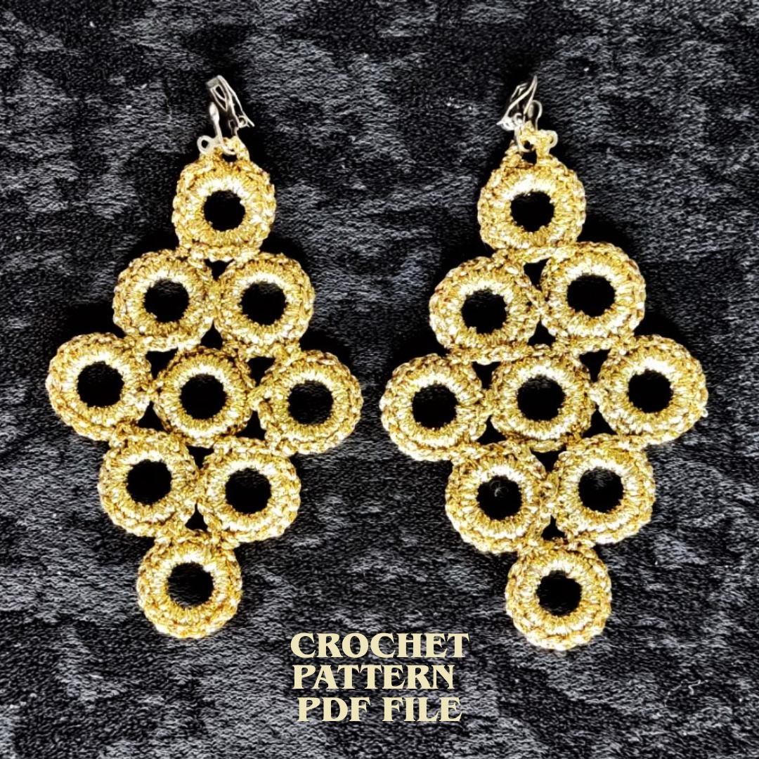 Crochet Earrings Pattern PDF | Statement Boho Earrings Tutorial | DIY Crochet Jewelry | Pretty Lightweight Festival Earrings Gift