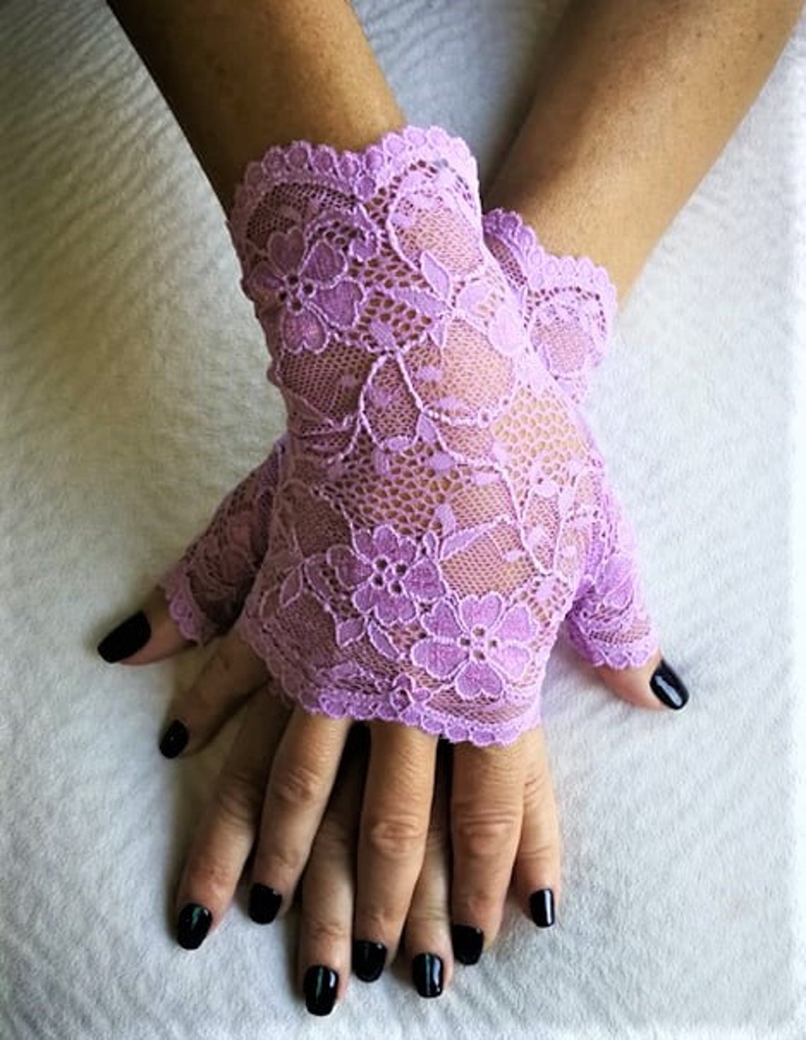Purple Lace Gloves Pastel Gloves Fingerless Gloves Erotic Etsy