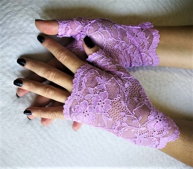 Purple Lace Gloves Pastel Gloves Fingerless Gloves Erotic Etsy