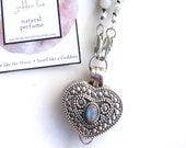 Moonstone or Turquoise Heart Locket Necklace