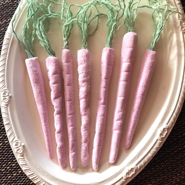Pink Carrots, Easter Carrots, Shabby Chic Pink Carrots, Easter Glittered Carrots