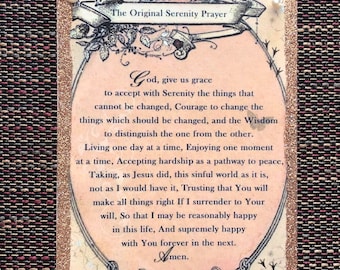 Serenity Prayer Plaque: Glittered Religious Gift (5x7")