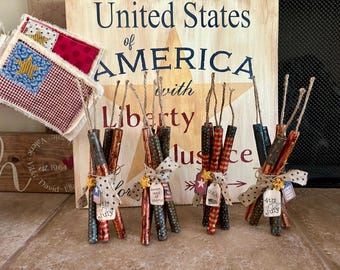 Patriotic Primitive Firecrackers: Patriotic bowl fillers, READY TO SHIP