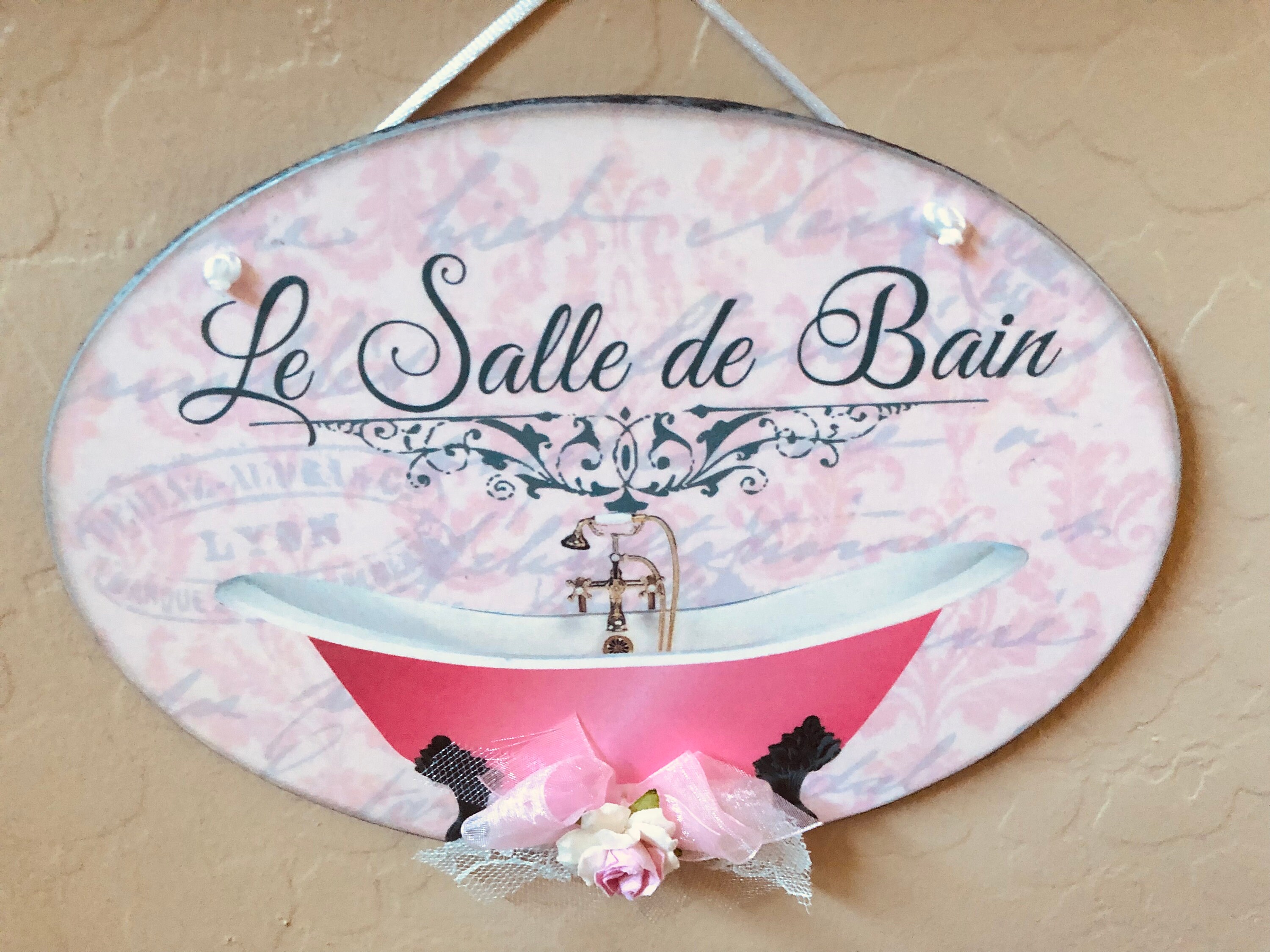 Bathroom Sign French Bathroom Sign Shabby Chic Decor Shabby Etsy