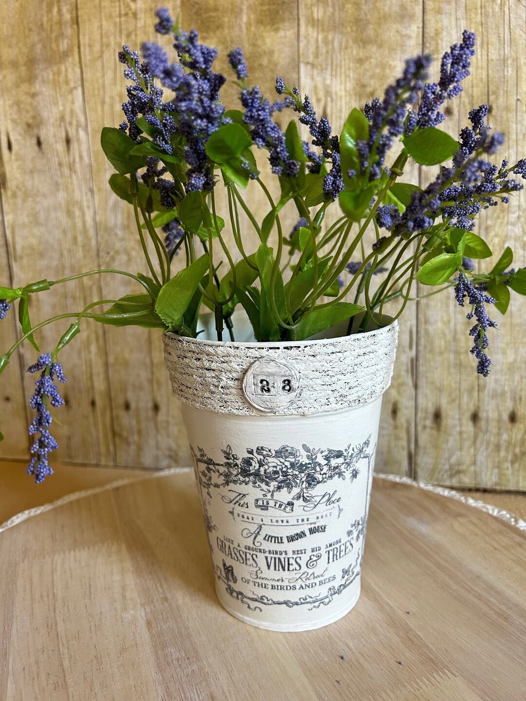 French-inspired Vase, Painted Metal Vase, French-inspired Farmhouse ...
