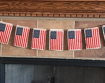 American flag patriotic banner, 4th of July banner, Patriotic Decor, Americana July 4th Banner, antiqued flag