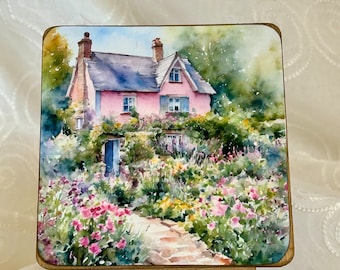 Cottage Floral Miniature Art Sign on Easel: Tiered Tray Decor