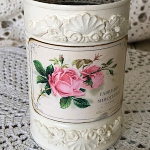 Upcycled Tin Can Container: Shabby Chic French Floral Decor