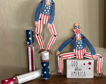 Uncle Sam stick or hanging puppet, Uncle Sam poke on a stick or hanger, Patriotic Uncle Sam puppet style vintage poke