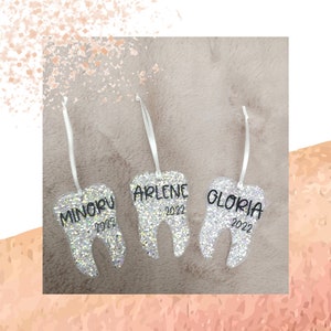 Personalized glitter tooth ornament
