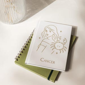Minimal Cancer Zodiac Notebook | Water Sign Journal | Intuitive Cancer Gift | Horoscope Notebook