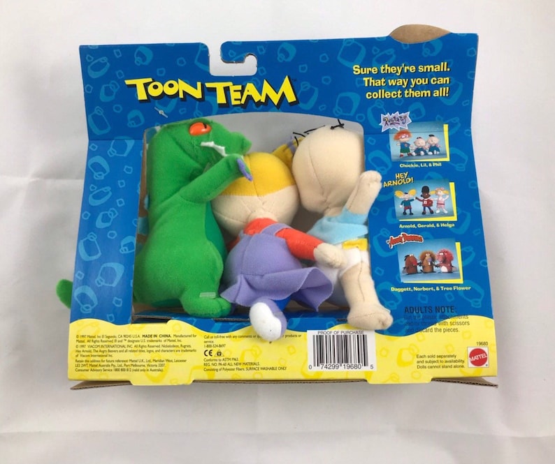 Rugrats Toon Team Reptar Tommy Angelica Vintage Plush Dolls Nickelodeon 1997 Mattel Toys