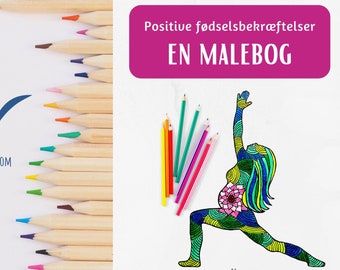 DANISH Birth Affirmation Coloring Book - DIGITAL DOWNLOAD - Livre de coloriage danois, coloriage de grossesse, téléchargement Pdf, affirmations de naissance