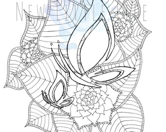 Butterflies Coloring Page - DIGITAL DOWNLOAD - Adult coloring, Mandala, Coloring page, Butterfly, Butterfly Coloring Page