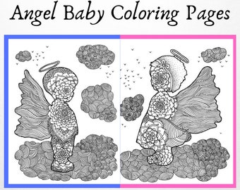 Angel Baby Coloring Page - DIGITAL DOWNLOAD - Pregnancy Loss, Adult coloring, Mandala, Zentangle, Coloring page, Miscarriage, Angel Baby