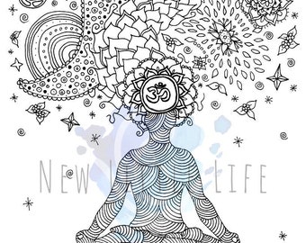Crown Chakra Coloring Page - DIGITAL DOWNLOAD - Adult coloring, Chakra, Mandala, Coloring page, Chakra Coloring Page, Crown Chakra Drawing