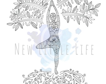 Tree of Life Coloring Page - DIGITAL DOWNLOAD - Adult coloring, Birth affirmations, Mandala, Coloring page, Tree of Life coloring page,