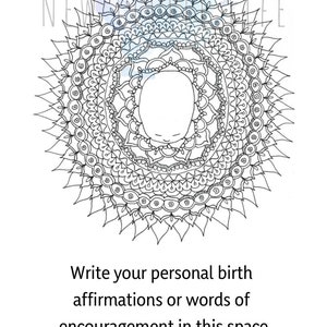 Birth Affirmation Coloring Page DIGITAL DOWNLOAD Adult coloring, Birth affirmations, Mandala, Coloring page, Custom Birth Affirmation, image 2