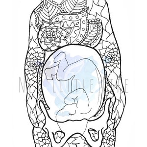 Schwangerschaft Malseite - DIGITAL DOWNLOAD - Geburt Kunst, Erwachsenen Färbung, Geburt Affirmationen, Mandala, Malseite, Baby Position, LOA