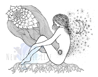 Pregnancy Coloring Page - DIGITAL DOWNLOAD - Birth art, Adult coloring, Birth affirmations, Mandala, Coloring page, Black and White