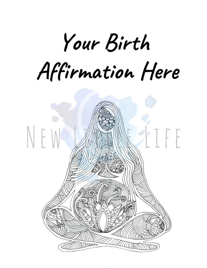 Pregnancy Coloring Page DIGITAL DOWNLOAD Birth Art, Adult Coloring ...