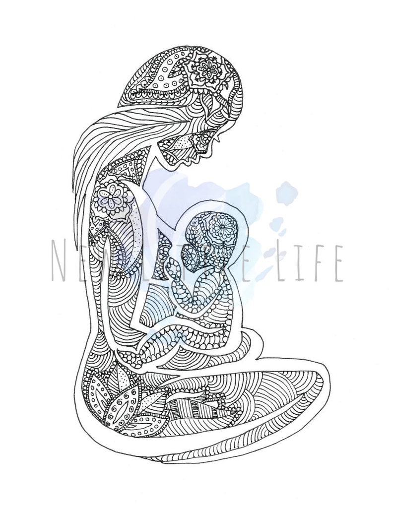 Breastfeeding Coloring Page - DIGITAL DOWNLOAD - Birth art, Adult coloring, Birth affirmations, Mandala, Coloring page, Breastfeeding 