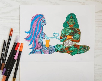 Donor Breastmilk Coloring Page - DIGITAL DOWNLOAD - Milk donor, Adult coloring, Mandala, Coloring page, Breastfeeding, Bottle feeding