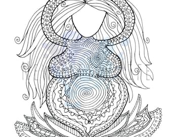 Birth Goddess Coloring Page - DIGITAL DOWNLOAD - Adult coloring, Birth affirmations, Mandala, Coloring page, Custom Birth Affirmation,