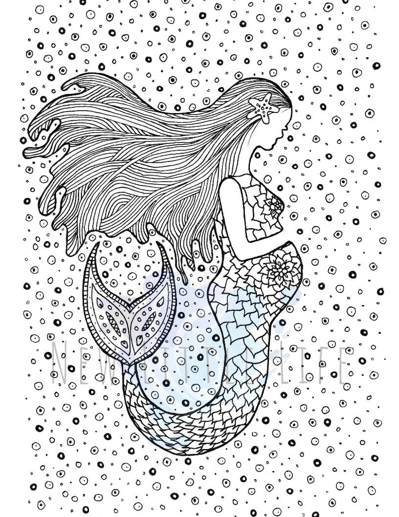 Mermaid Pregnant Coloring Page DIGITAL DOWNLOAD Birth Art, Adult
