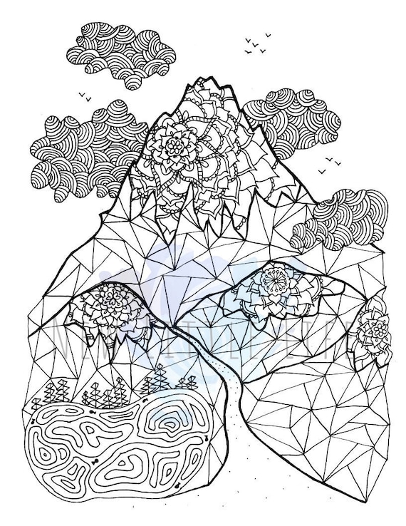 Mountains Coloring Pages For Adults - nature wallpaper