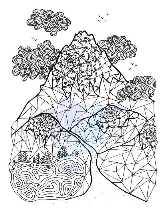 Mountains Coloring Pages For Adults - nature wallpaper